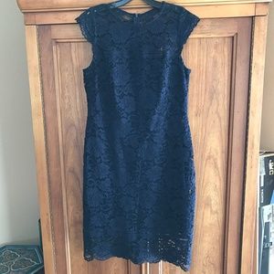 Lauren Ralph Lauren Navy blue Lace Overlay Sheath Cocktail Dress 10